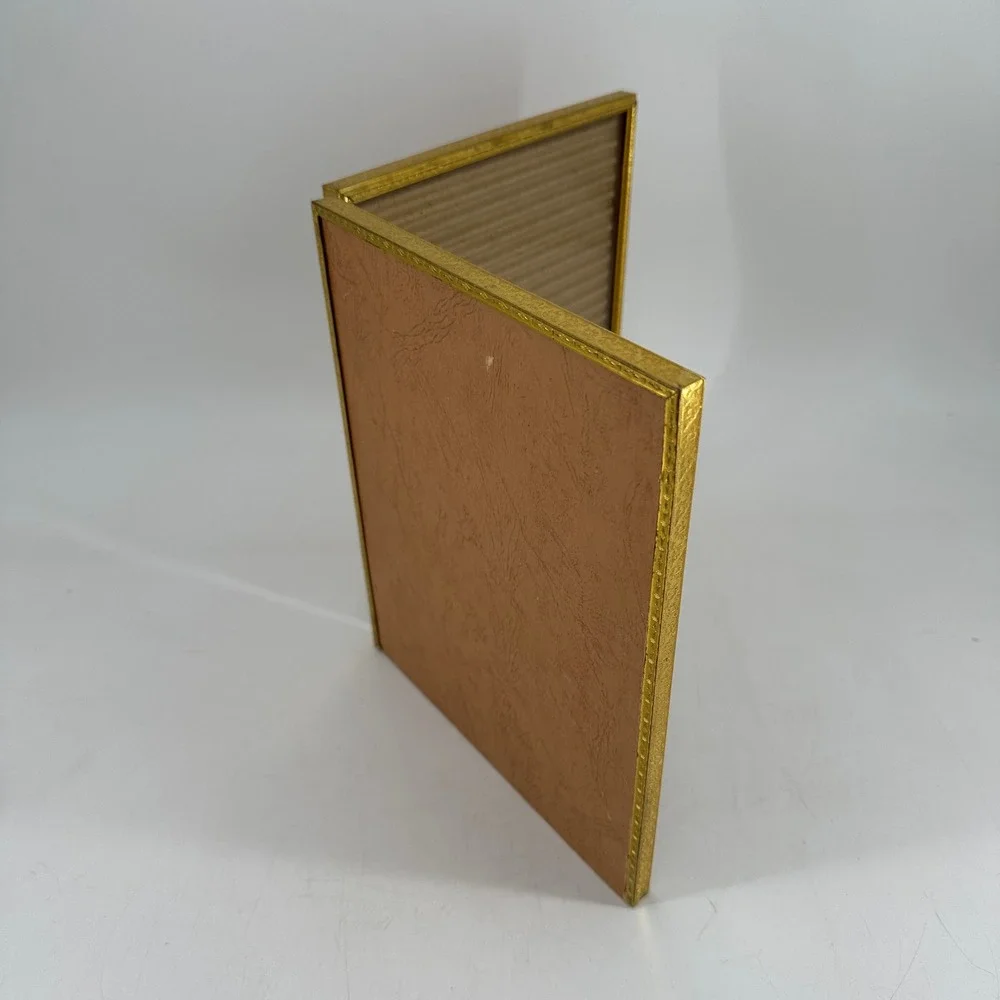 Vintage Style Gold Metal Hinged Double Picture Frame Bifold for Two 8x10 Photos